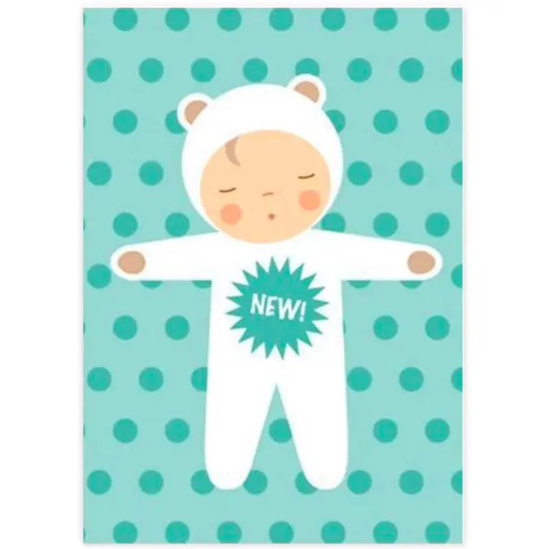 New Baby Greetings Card in Blue by Dicky Bird