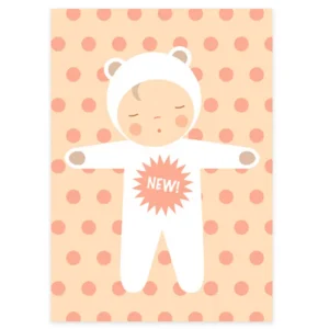 New Baby Greetings Card in Pink by Dicky Bird
