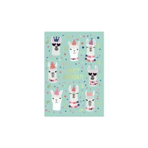 Party Llamas Greetings Card by Mifkins