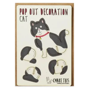 Black And White Cat Pop Out Decoration And Greetings Card by The Pop Out Card Company