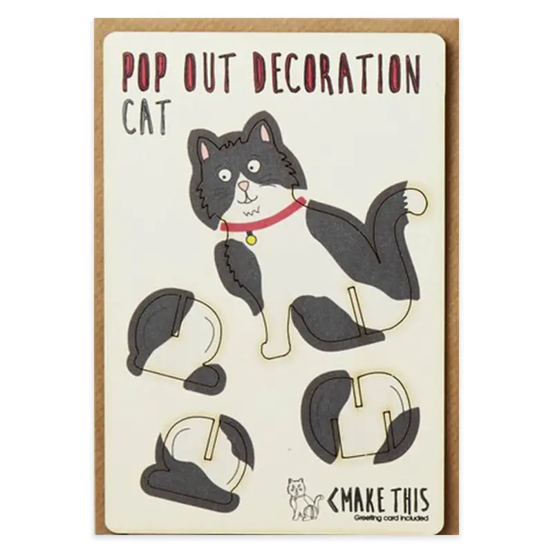 Black And White Cat Pop Out Decoration And Greetings Card by The Pop Out Card Company