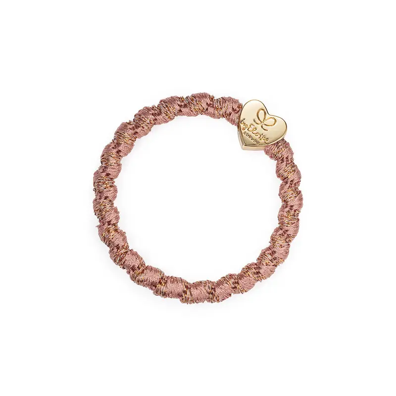 Gold Heart Hair Band in Woven Ros Shimmer by byEloise