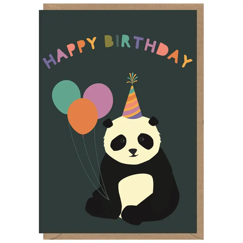 Happy Birthday Panda Greetings Card by Elena Essex for Earlybird Designs