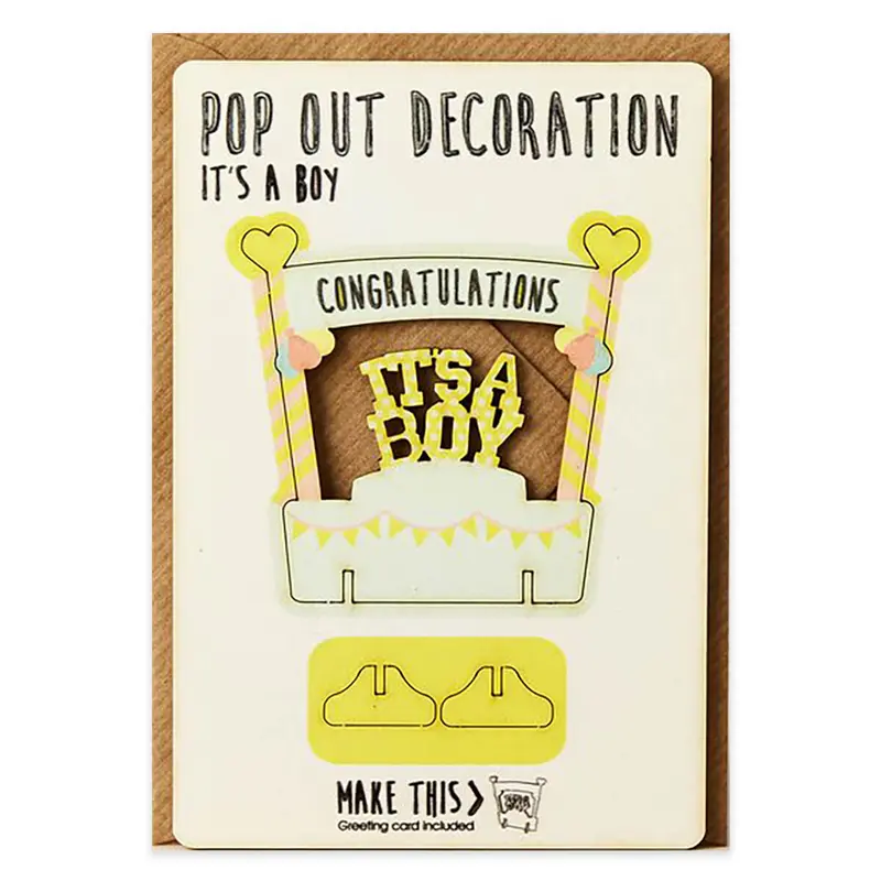 It's A Boy Pop Out Decoration And Greetings Card by The Pop Out Card Company