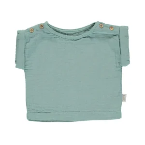 Lin Baby Blouse in Blue Surf by Poudre Organic - Last One In Stock - 12 Months