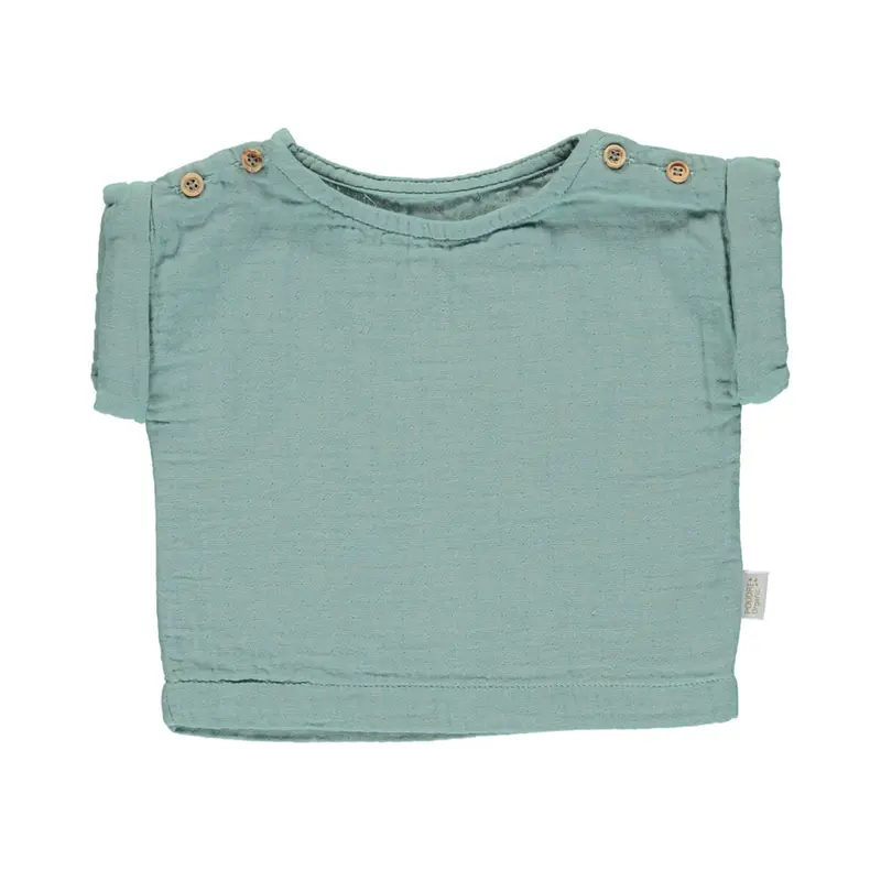 Lin Baby Blouse in Blue Surf by Poudre Organic - Last One In Stock - 12 Months