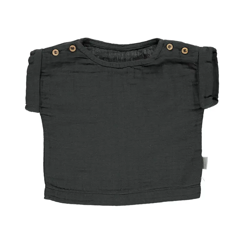 Lin Baby Blouse in Pirate Black by Poudre Organic- Last Ones In Stock - 3-12 Months