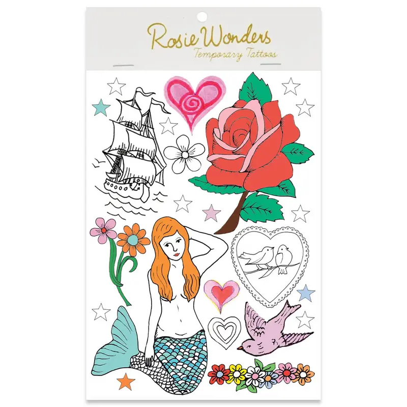 Mermaid Temporary Tattoos (A5 Sheet) by Rosie Wonders