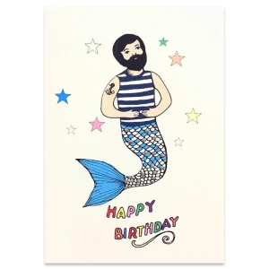 Merman Birthday Greetings Card by Rosie Wonders