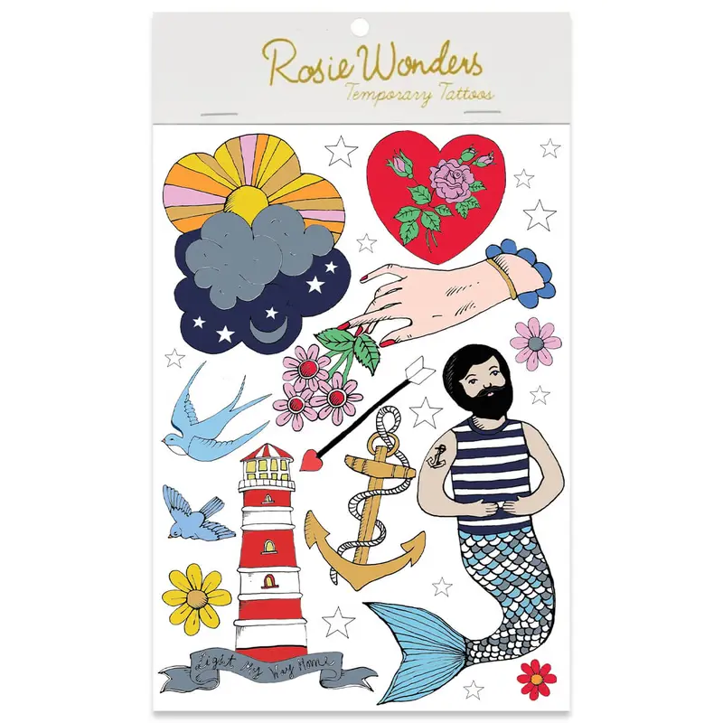 Merman Temporary Tattoos (A5 Sheet) by Rosie Wonders