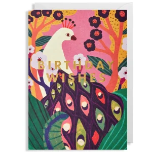 Birthday Wishes Peacock Greetings Card by Monika Forsberg for Lagom Design