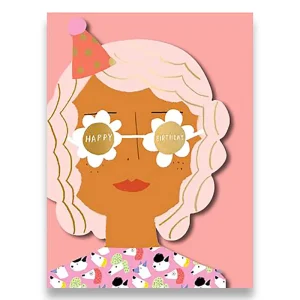 Happy Birthday Party Girl Greetings Card by Carolyn Suzuki for 1973