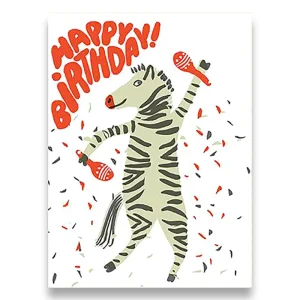 Happy Birthday Zebra Greetings Card by Egg Press for 1973