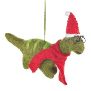 Christmas Dinosaur With Specs Hanging Decoration by Felt So Good