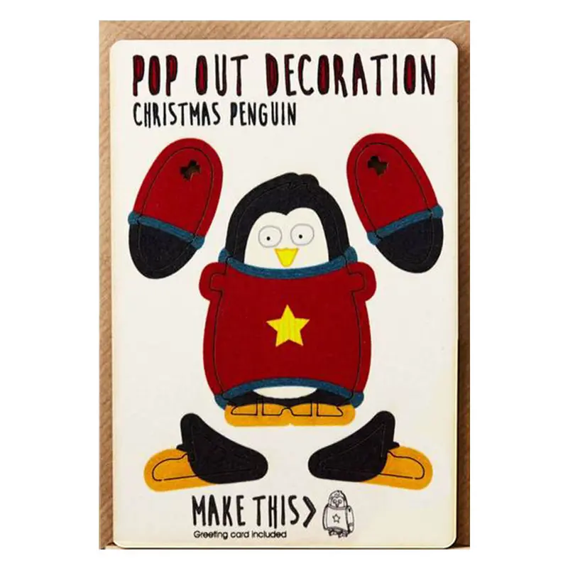 Christmas Penguin Pop Out Decoration And Christmas Card by The Pop Out Card Company