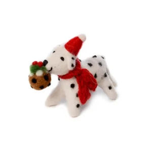 Dalmatian With Christmas Pudding Hanging Decoration by Amica