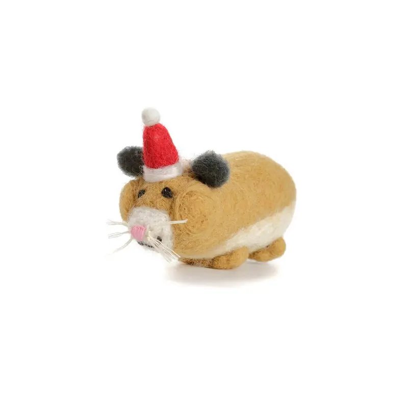 Hamster in Santa Hat Hanging Christmas Decoration by Amica