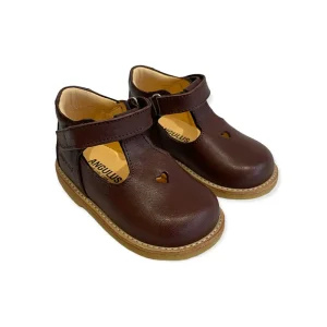Heart T Bar Starter Mary Janes in Angulus Brown by Angulus