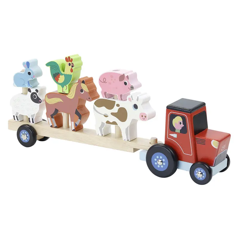 Ingela P. Arrhenius Tractor and Trailer with Animals Stacking Toy by Vilac