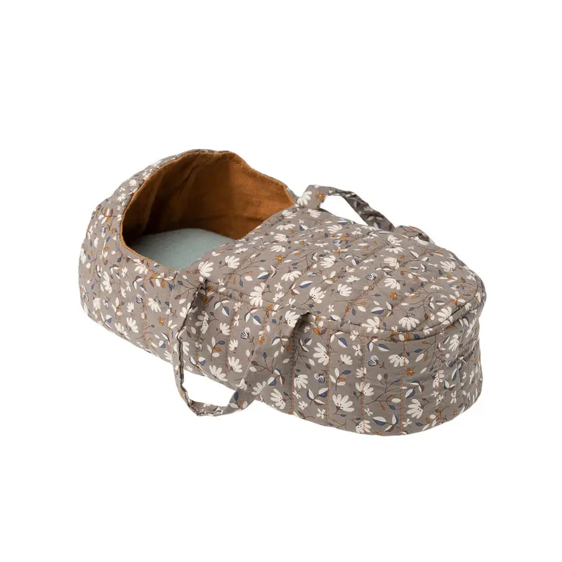 Large Quilted Carrycot in Ochre Flowers (27cm) by Maileg