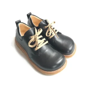 Wide Fit Lace Up Shoe in Black (Beige Laces) by Angulus