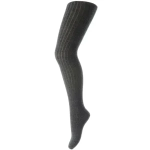 Wool Rib Tights in Dark Grey Melange by MP Denmark