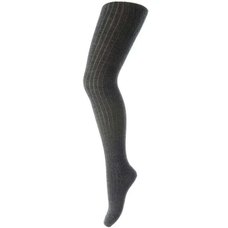 Wool Rib Tights in Dark Grey Melange by MP Denmark