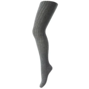 Cotton Rib Tights in Dark Grey Melange by MP Denmark