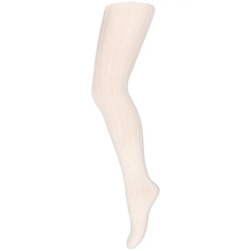 Cotton Rib Tights in Ecru by MP Denmark
