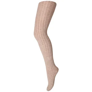 Cotton Rib Tights in Light Brown Melange by MP Denmark