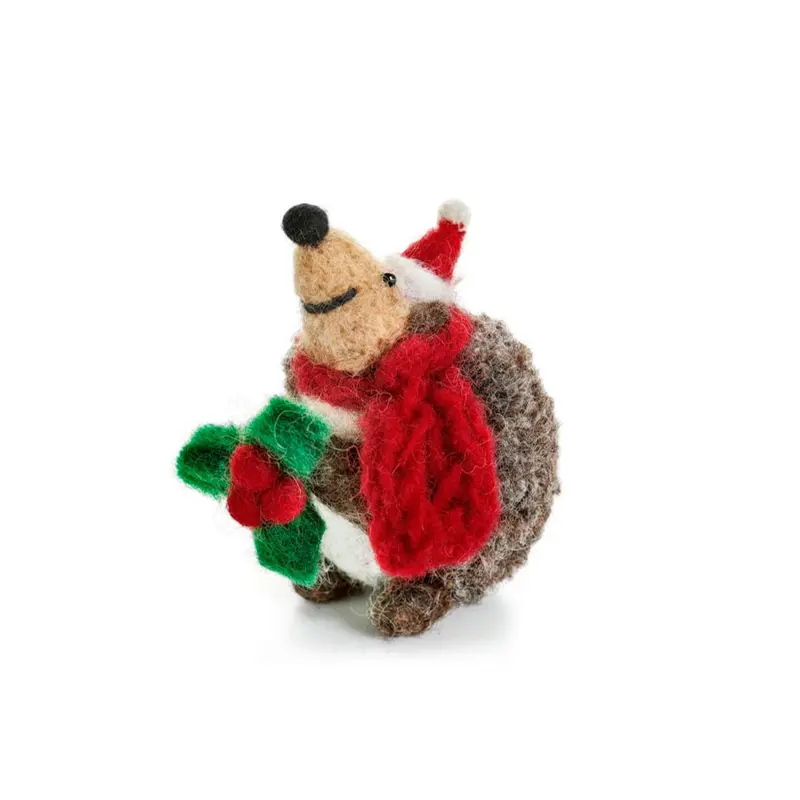 Hedgehog With Holly Hanging Christmas Decoration by Amica