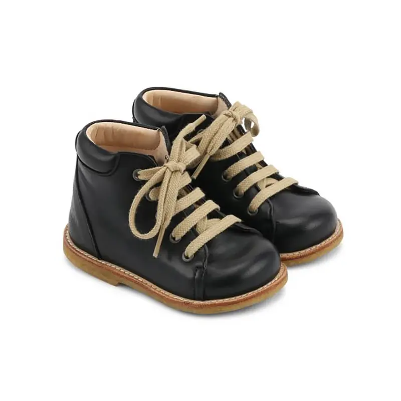 Lace Up Starter Boots in Smooth Black by Angulus