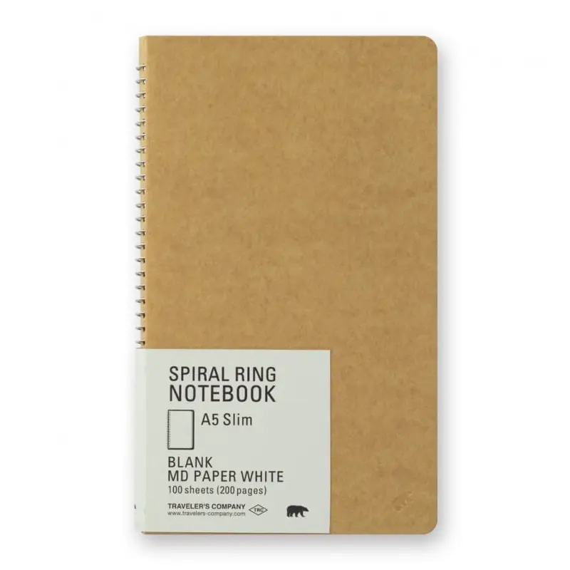 MD White Spiral Ring Notebook A5 Slim by Traveler's Company
