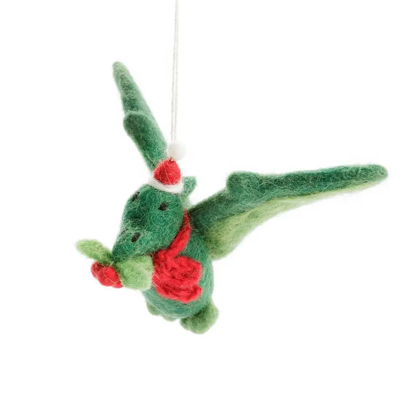 Pterodactyl With Holly Hanging Christmas Decoration by Amica