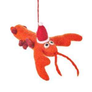 Festive Lobster Hanging Christmas Decoration by Felt So Good
