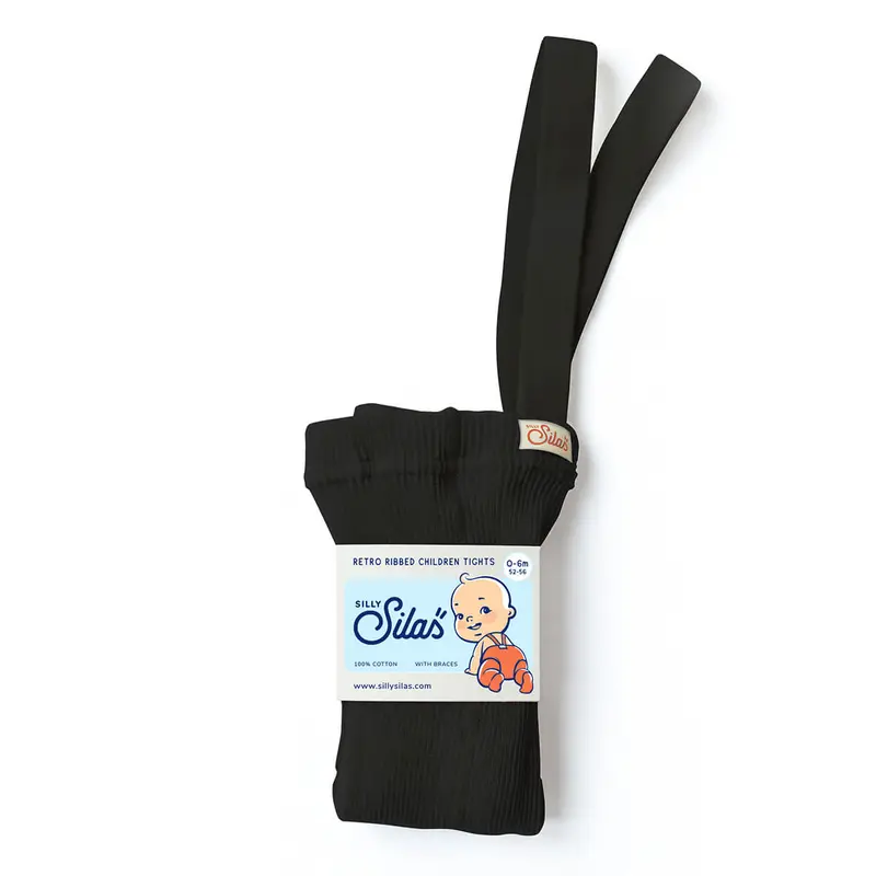 Footed Tights With Braces in Classic Black by Silly Silas - Last One In Stock - 2-3 Years