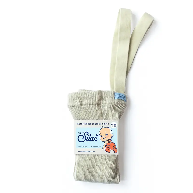 Footed Tights With Braces in Cream Blend by Silly Silas