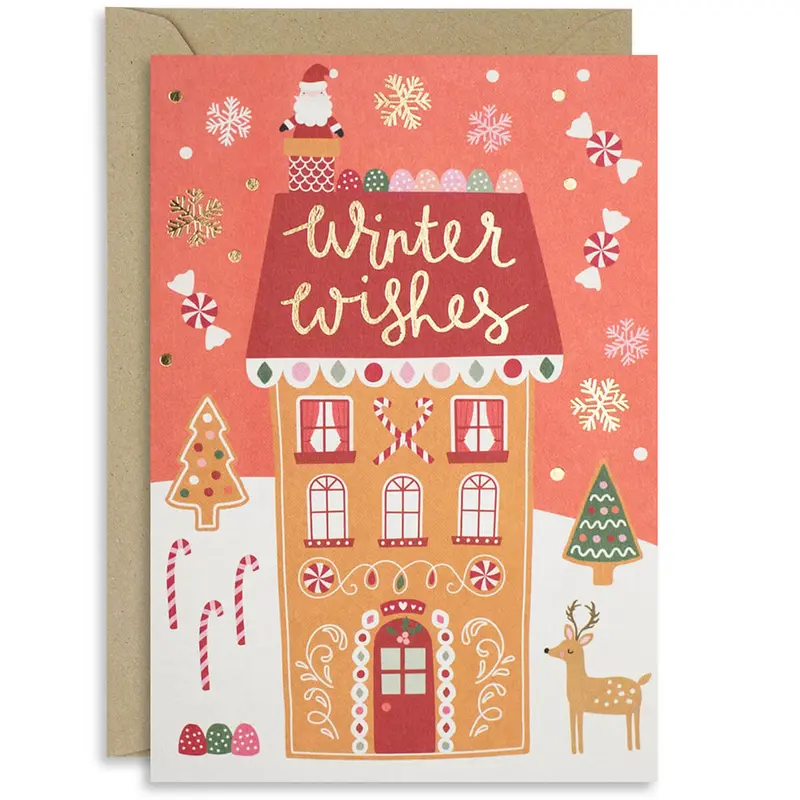 Gingerbread House Christmas Greetings Card by Mifkins
