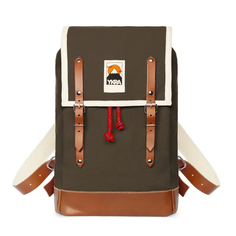 Matra Mini Leather Backpack in Khaki (14L) by YKRA