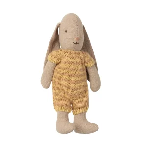 Micro Bunny in a Pink / Yellow Knitted Striped Suit by Maileg