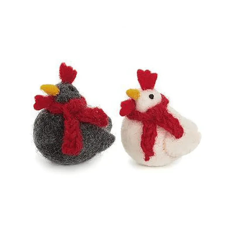 Mini Christmas Chickens Hanging Decorations by Amica