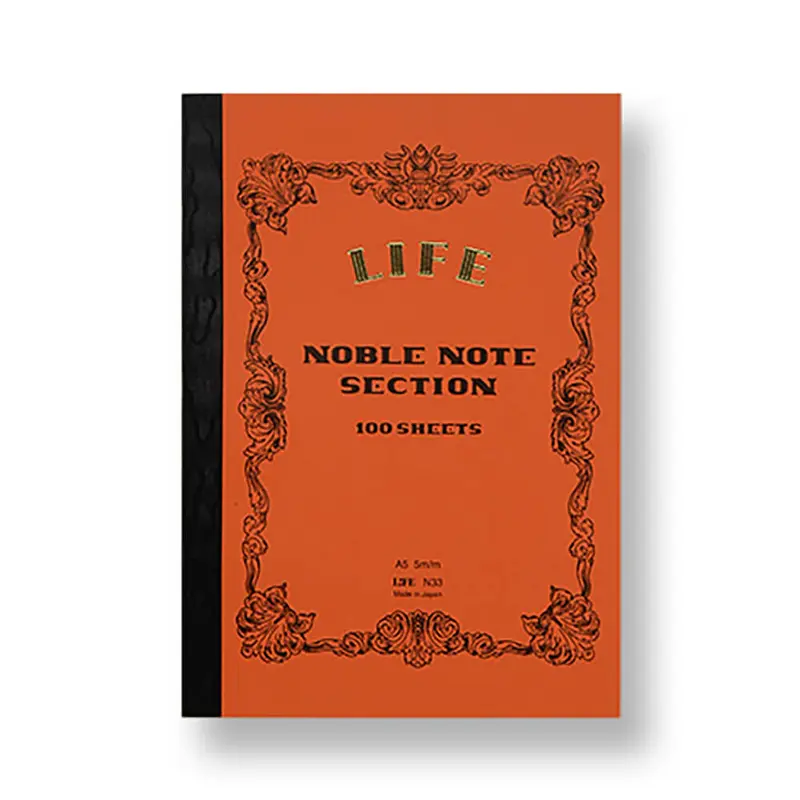 Noble Note Section Notebook A5 (14.8cm x 21cm) in Red by Life Japan