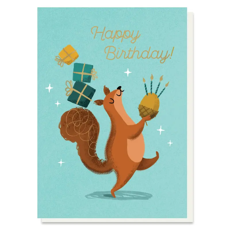 Nutty Squirrel Birthday Greetings Card by Stormy Knight