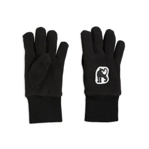 Panther Microfleece Gloves in Black by Mini Rodini