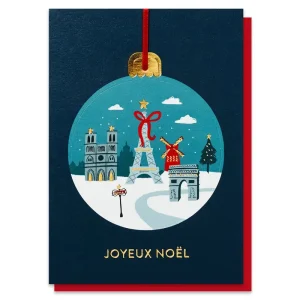 Paris In The Snow Bauble Christmas Greetings Card by Stormy Knight