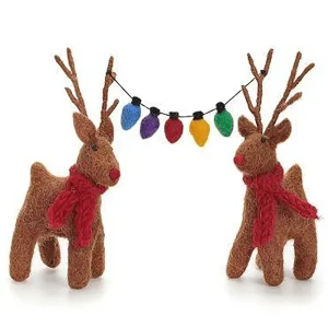Reindeer Pair with Fairy Lights Standing Christmas Decoration by Amica