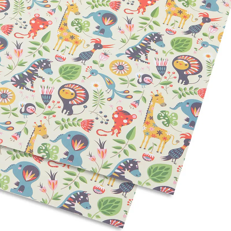 Animals Cream Gift Wrap by Helen Dardik for Lagom Design