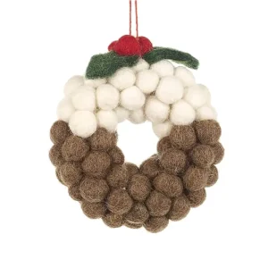 Christmas Pudding Mini Wreath Hanging Decoration by Felt So Good