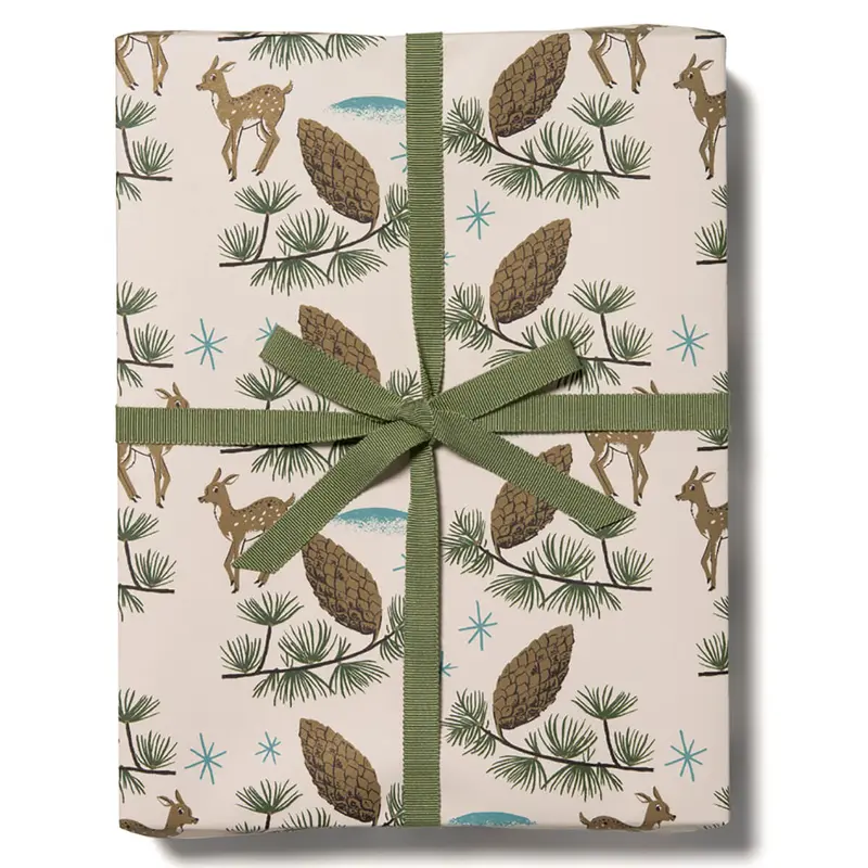 Deer And Pine Cones Christmas Gift Wrap (3 Sheets) By Red Cap Cards