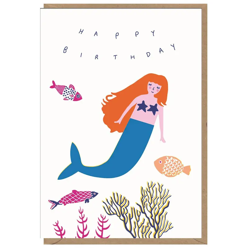 Happy Birthday Mermaid Greetings Card by Dominic Early for Earlybird Designs
